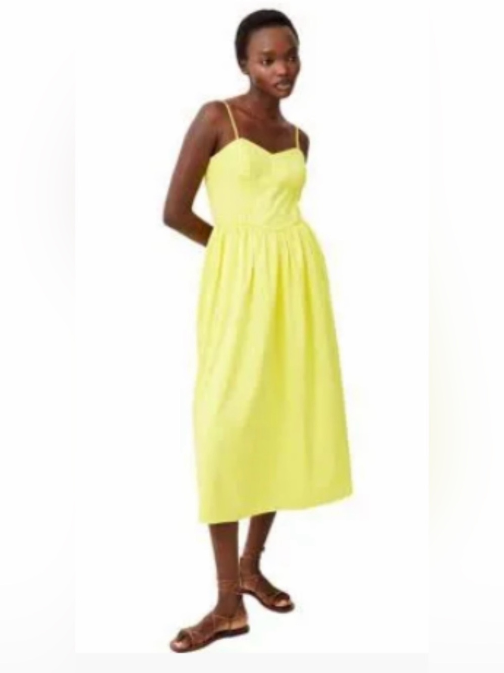French Connection Vibrant Yellow V-Neck Summer Dress (M) Sz 8